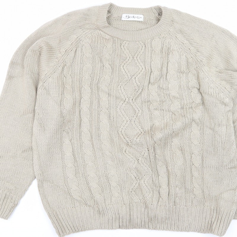 Berkertex Women’s Beige Cable Knit Crew Neck Jumper Size 18