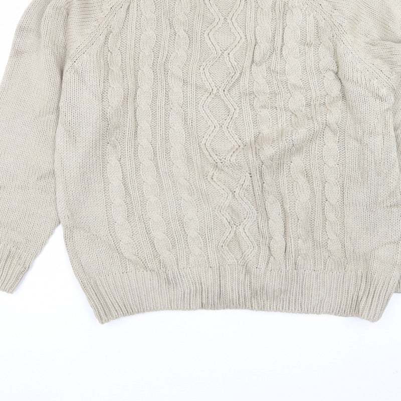 Berkertex Women’s Beige Cable Knit Crew Neck Jumper Size 18