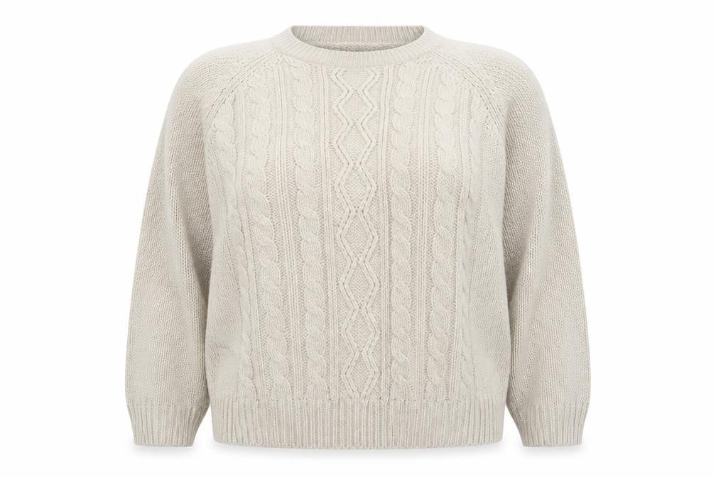 Berkertex Women’s Beige Cable Knit Crew Neck Jumper Size 18