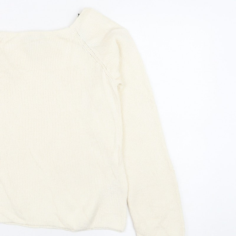Marks and Spencer Women Ivory S Boat Neck Knit Pullover Jumper