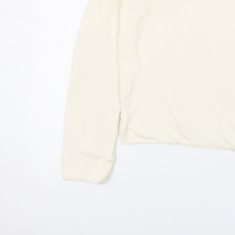 Marks and Spencer Women Ivory S Boat Neck Knit Pullover Jumper