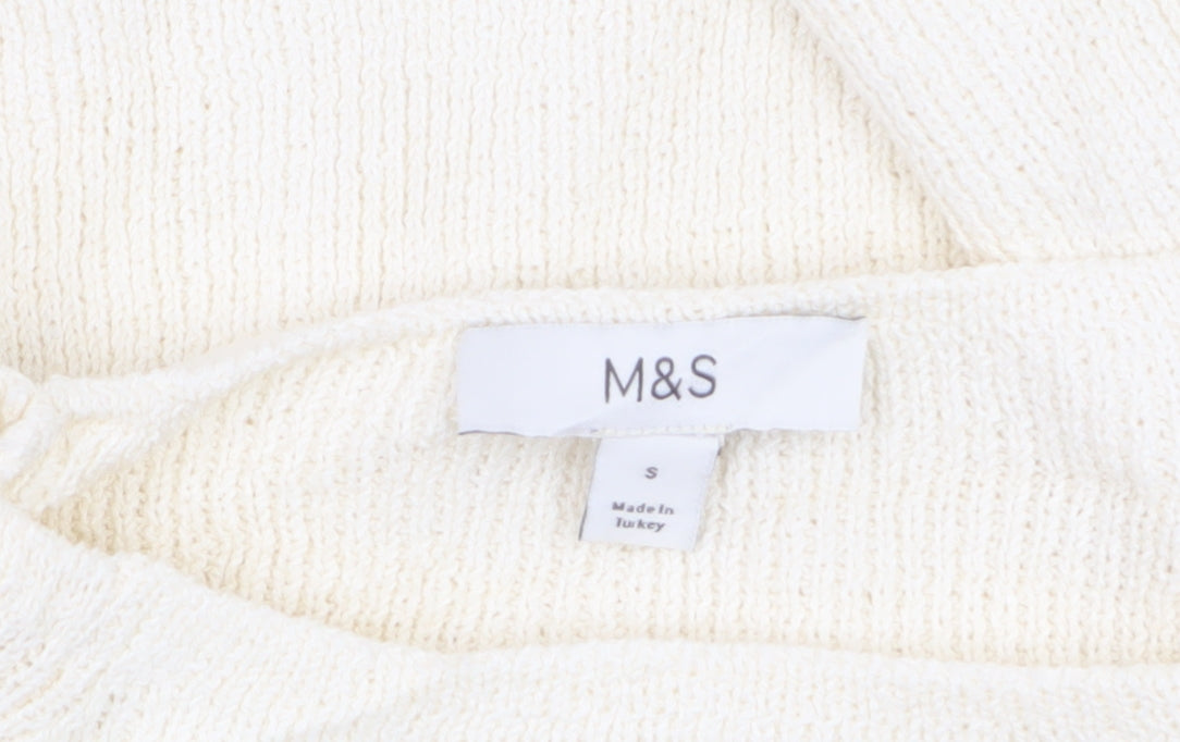 Marks and Spencer Women Ivory S Boat Neck Knit Pullover Jumper