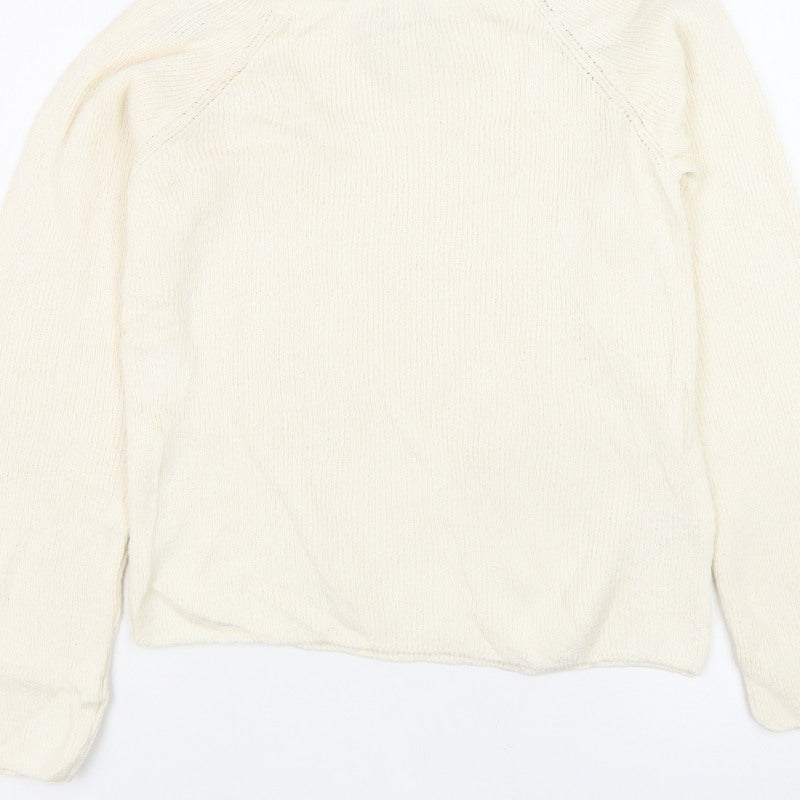 Marks and Spencer Women Ivory S Boat Neck Knit Pullover Jumper
