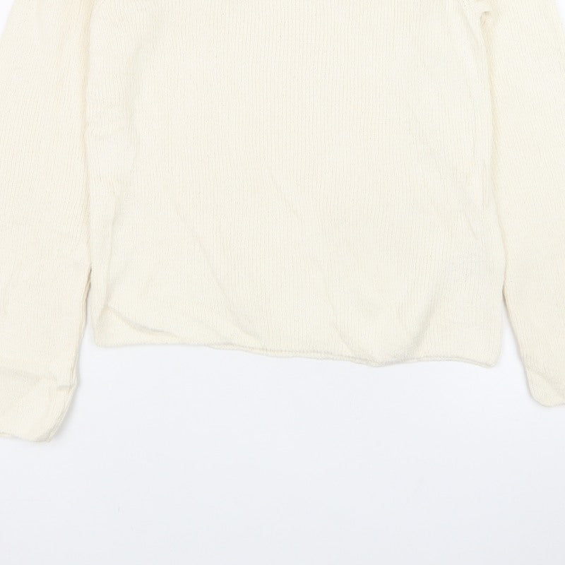 Marks and Spencer Women Ivory S Boat Neck Knit Pullover Jumper