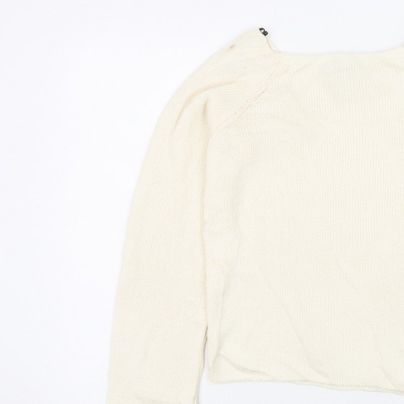 Marks and Spencer Women Ivory S Boat Neck Knit Pullover Jumper