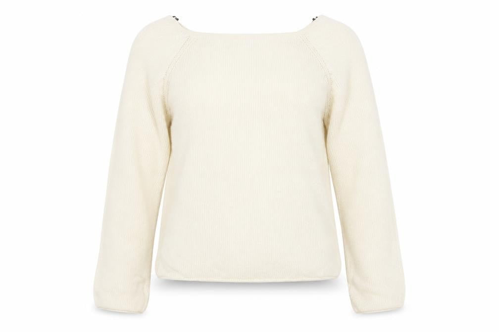 Marks and Spencer Women Ivory S Boat Neck Knit Pullover Jumper