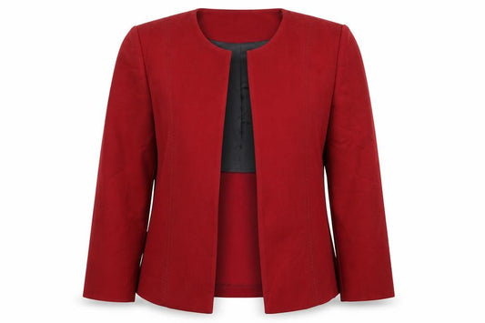Prima Women’s Red UK 14 Open Front Lined Long Sleeve Blazer Jacket