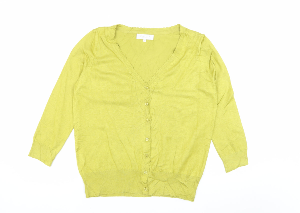 Classics Debenhams Women’s Yellow Size 14 V-Neck Button Cardigan