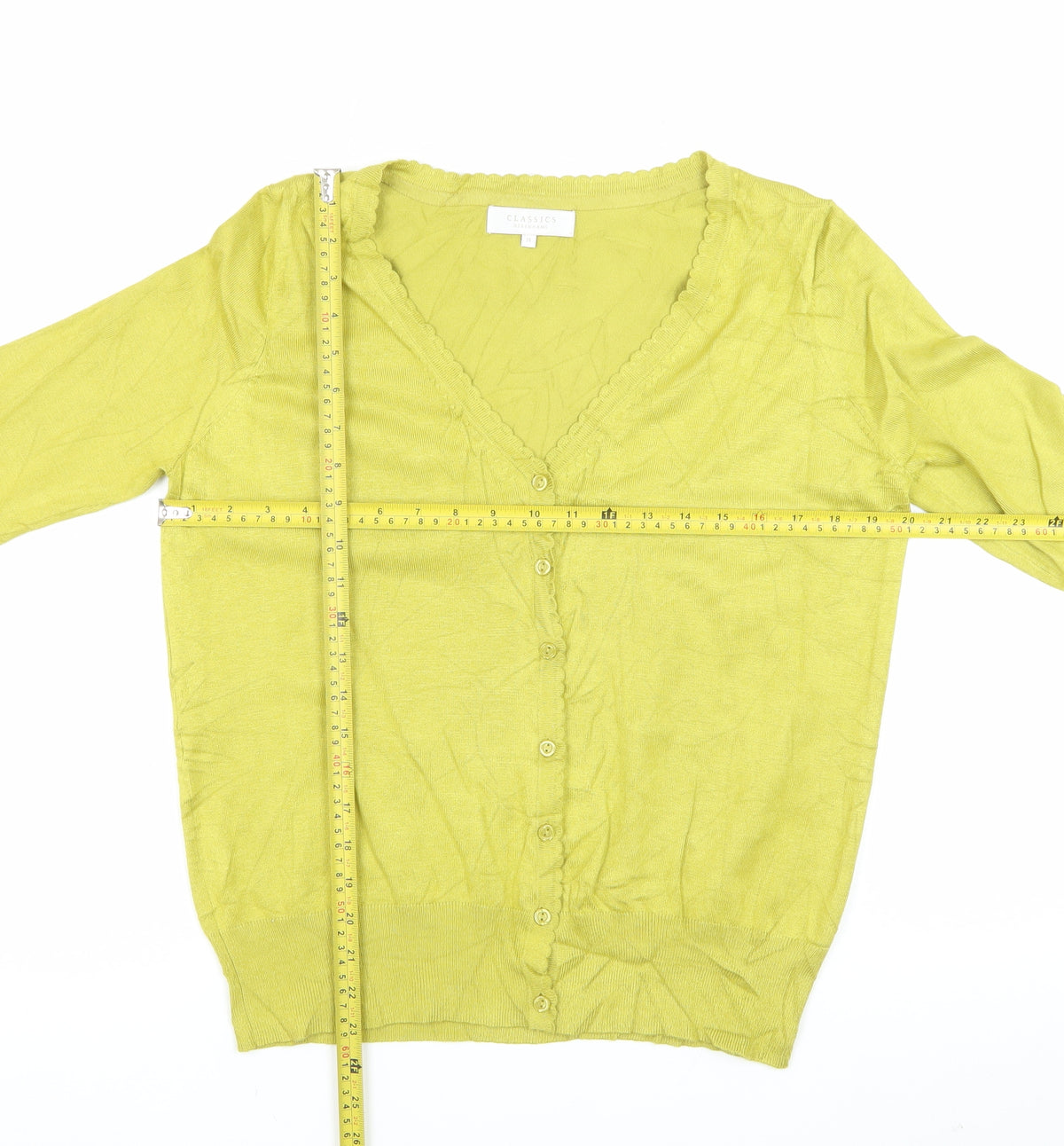 Classics Debenhams Women’s Yellow Size 14 V-Neck Button Cardigan