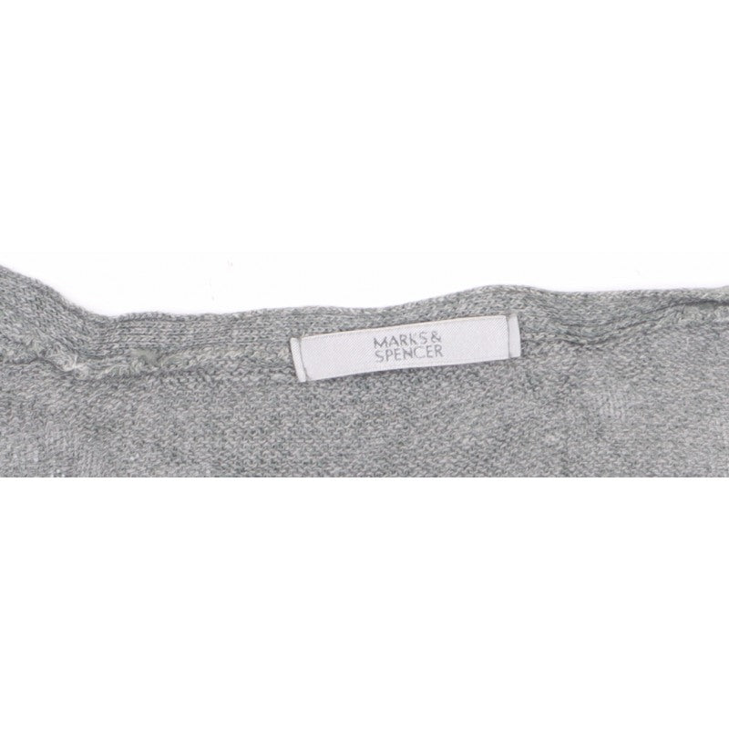 Marks and Spencer Women's Grey UK 14 V-Neck Button Pocket Cardigan