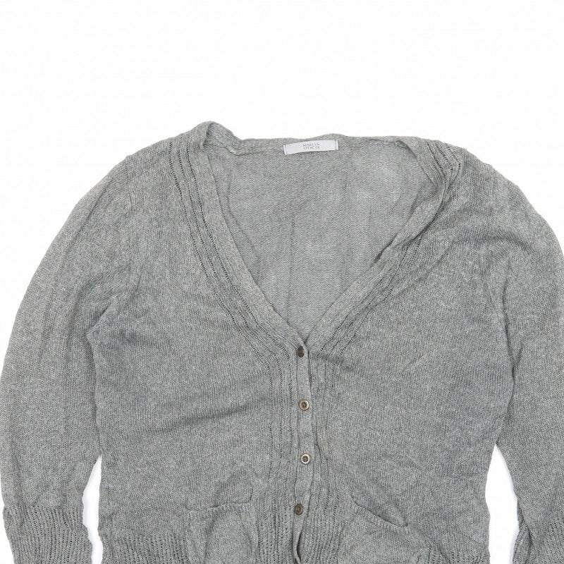 Marks and Spencer Women's Grey UK 14 V-Neck Button Pocket Cardigan