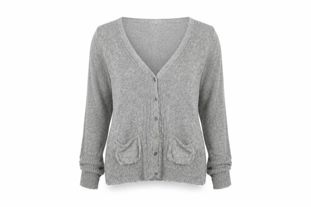 Marks and Spencer Women's Grey UK 14 V-Neck Button Pocket Cardigan