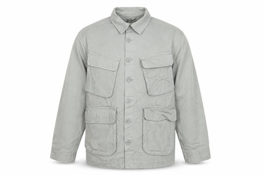 Zara Men Grey M Military Field Jacket Cotton 4 Pocket Button Casual