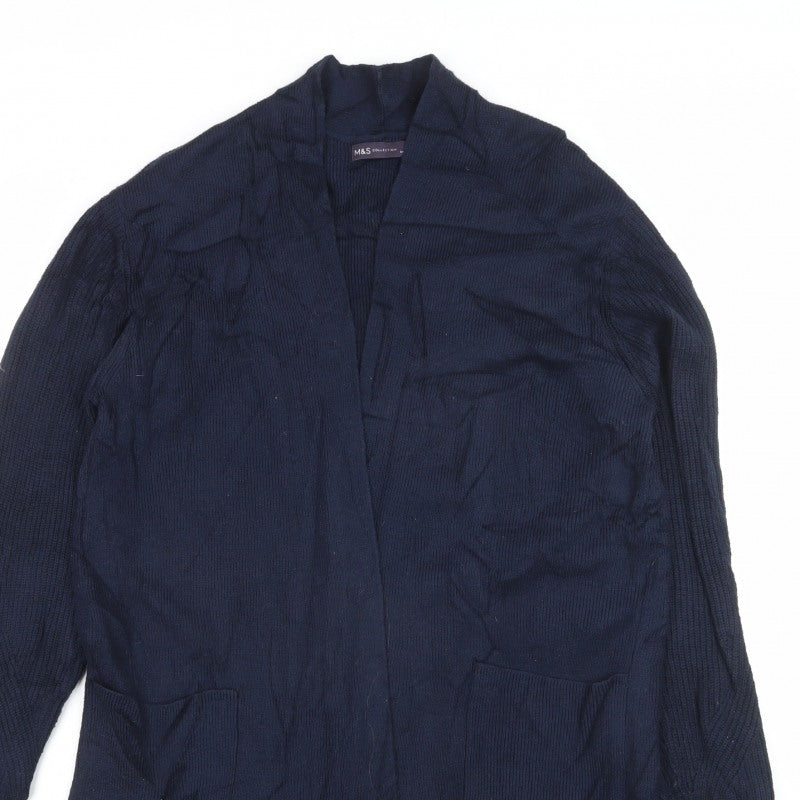 Marks and Spencer Women Blue UK 14 Open Front Knit Cardigan Pockets