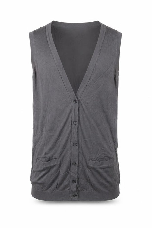 John Smedley Men’s Black S Cotton V-Neck Button Cardigan Vest England