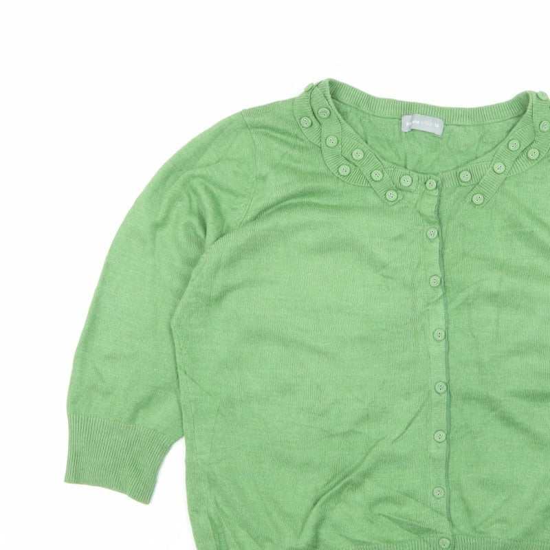 Per Una Women’s Green Button Front Ruffle Knit Cardigan UK 16