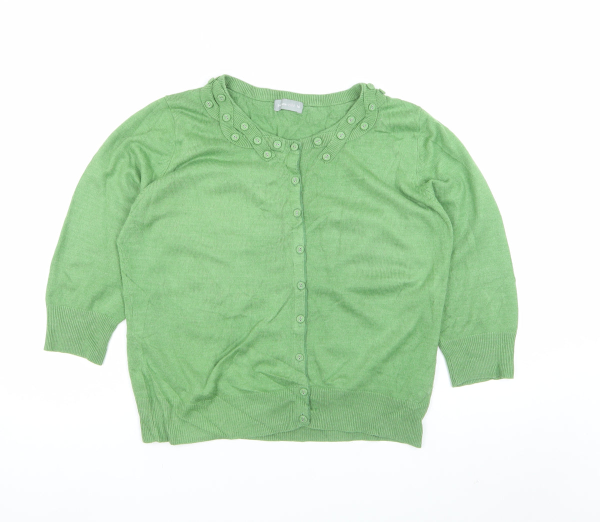 Per Una Women’s Green Button Front Ruffle Knit Cardigan UK 16