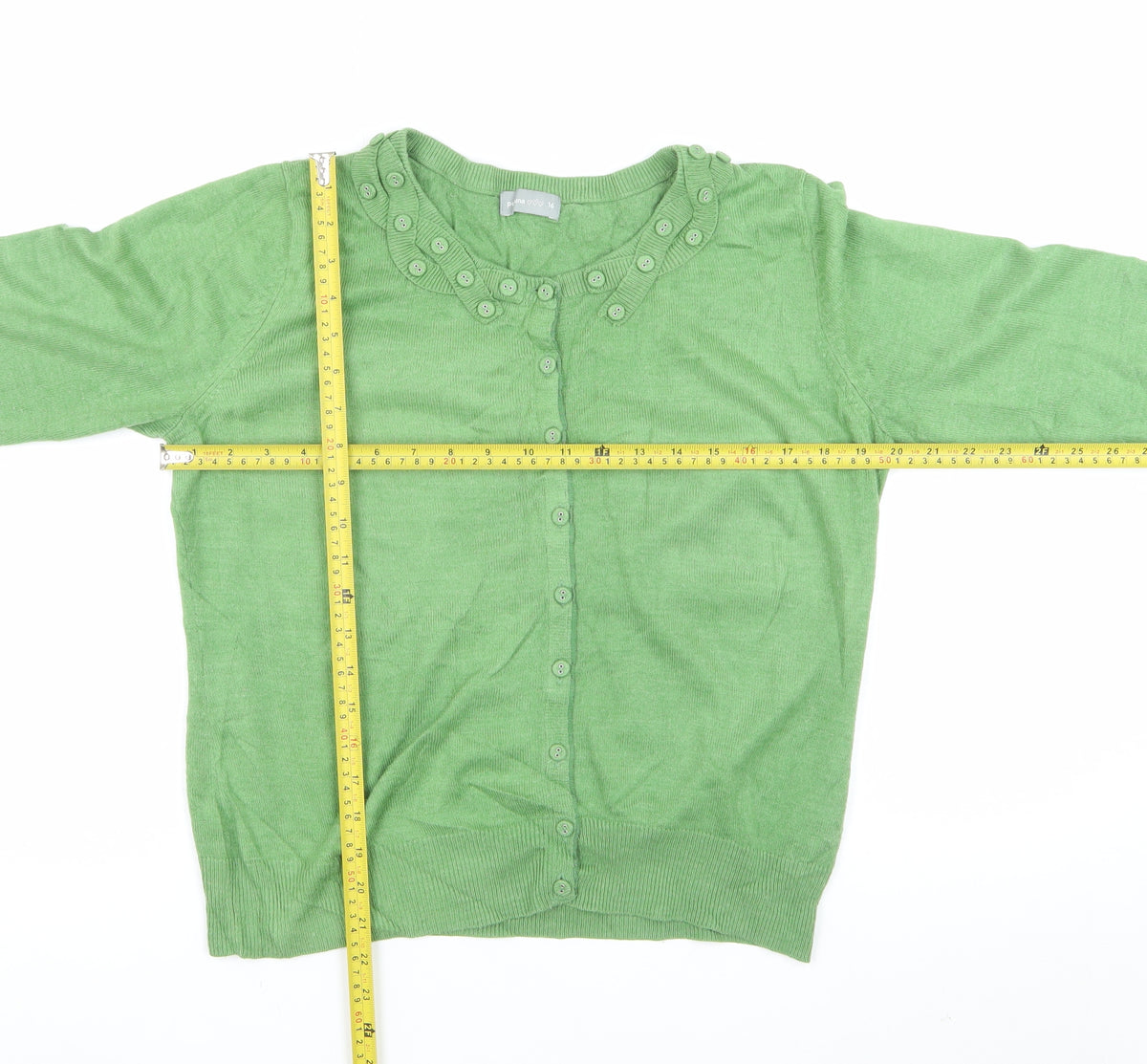 Per Una Women’s Green Button Front Ruffle Knit Cardigan UK 16