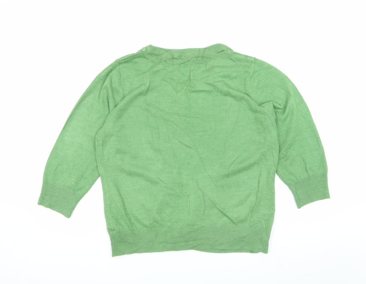 Per Una Women’s Green Button Front Ruffle Knit Cardigan UK 16