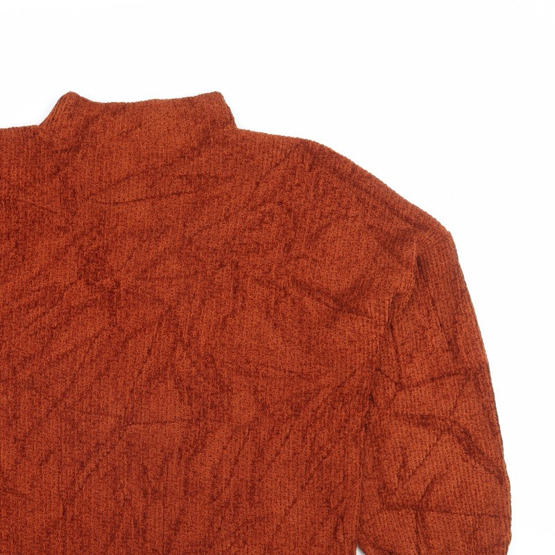 Mango Women Orange Mock Neck Balloon Sleeve Knit Jumper M