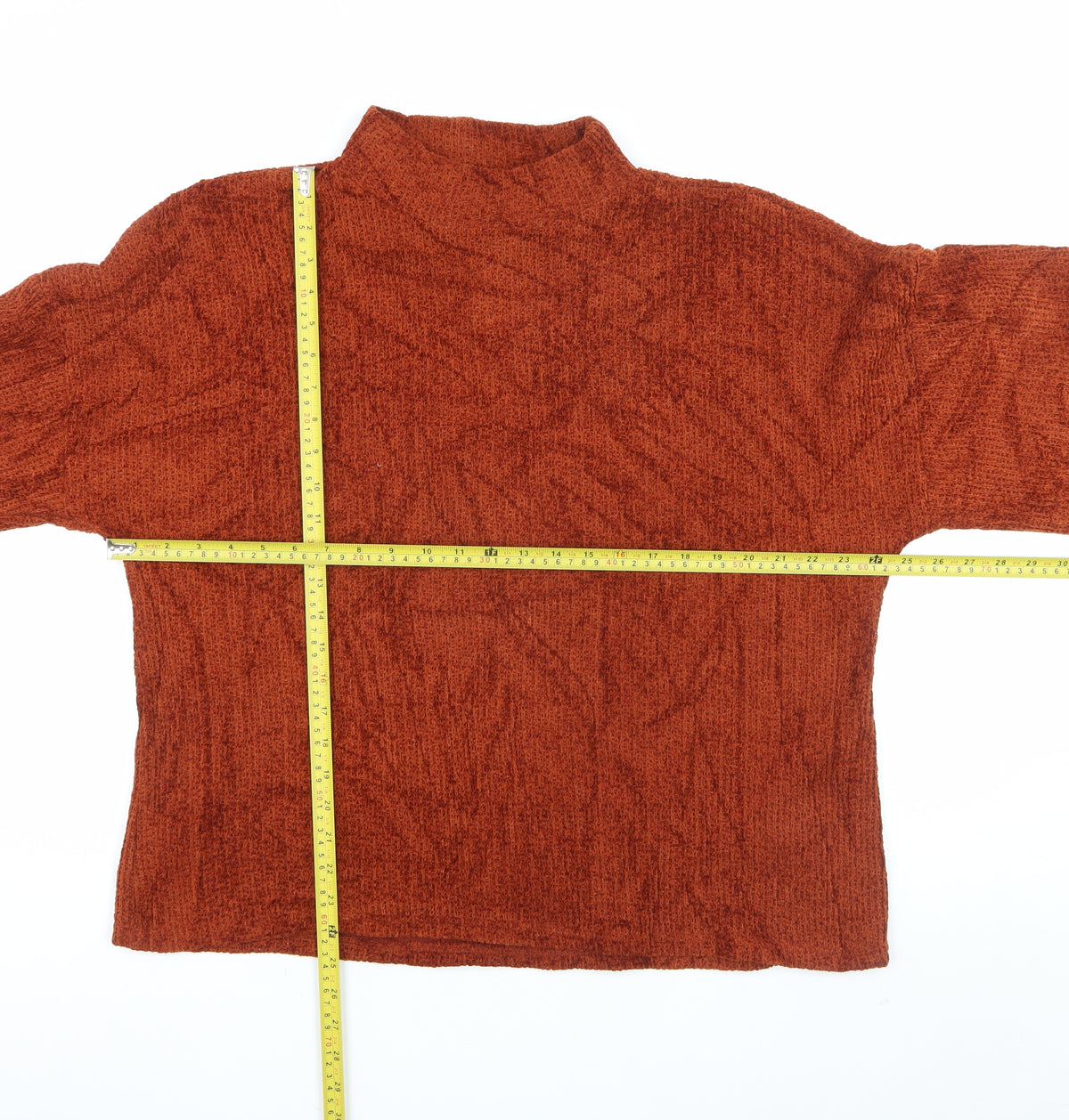 Mango Women Orange Mock Neck Balloon Sleeve Knit Jumper M