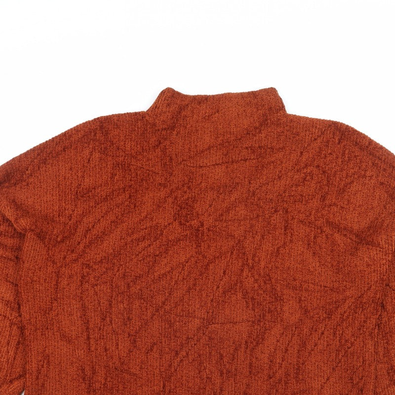 Mango Women Orange Mock Neck Balloon Sleeve Knit Jumper M