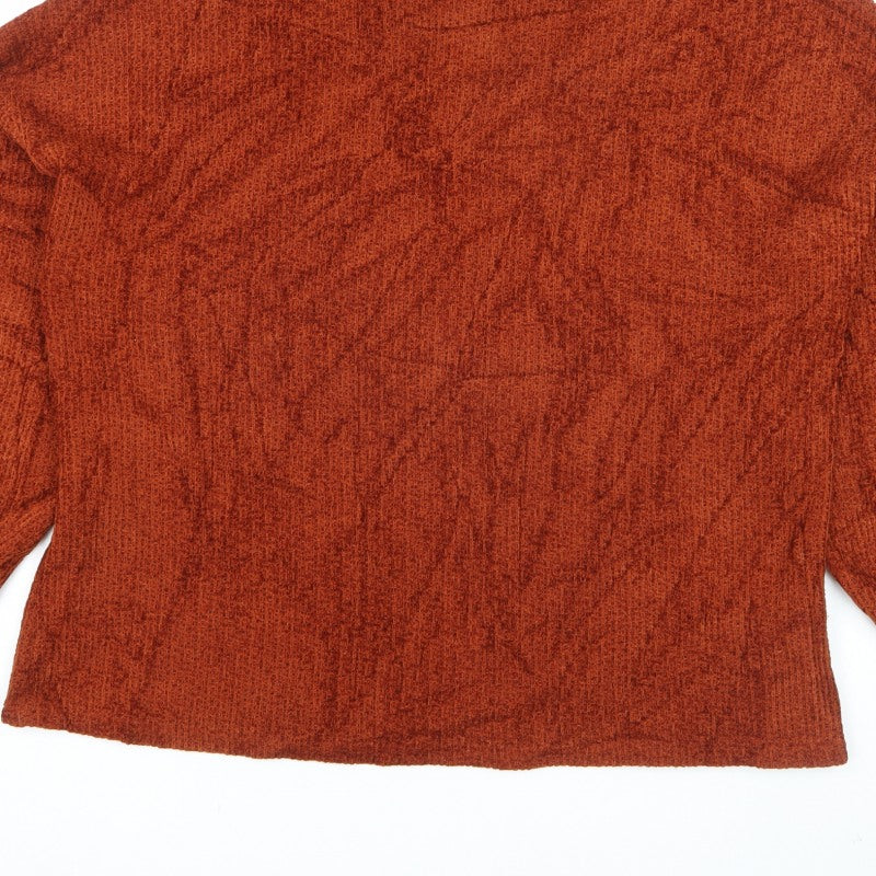 Mango Women Orange Mock Neck Balloon Sleeve Knit Jumper M