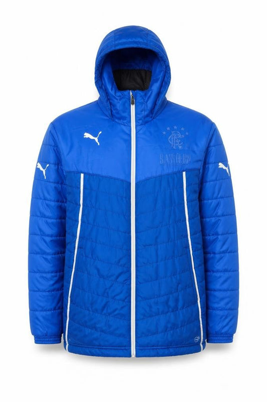 Puma Men’s Blue L Padded Hooded Puffer Jacket Football Full Zip