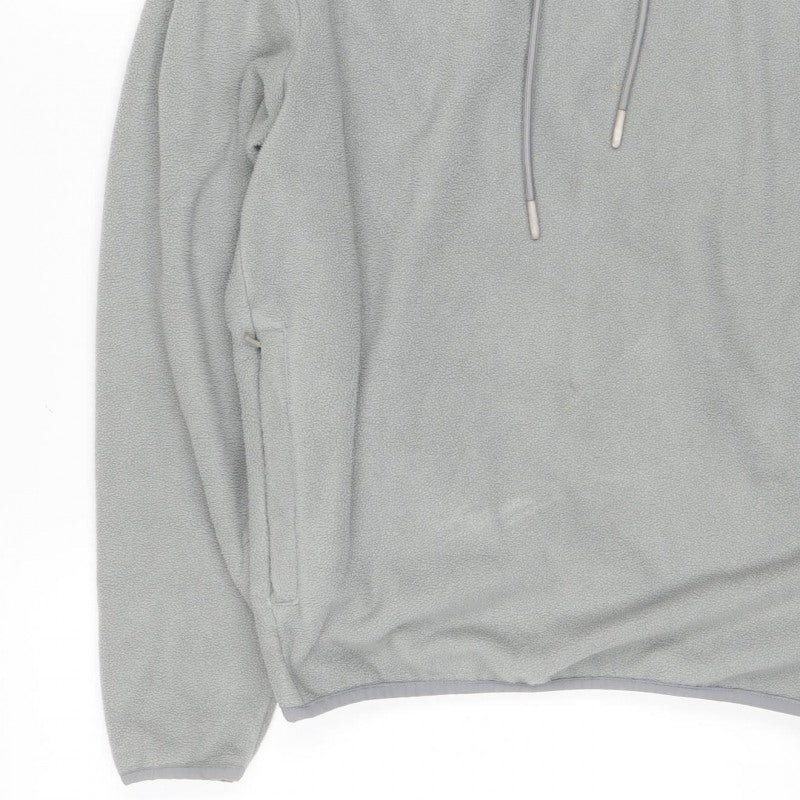 MP Mens Grey Fleece Hoodie L Pullover Hooded Logo Zip Pockets