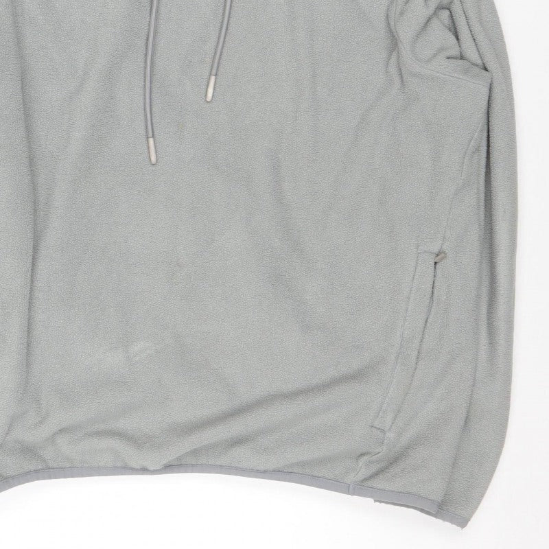 MP Mens Grey Fleece Hoodie L Pullover Hooded Logo Zip Pockets