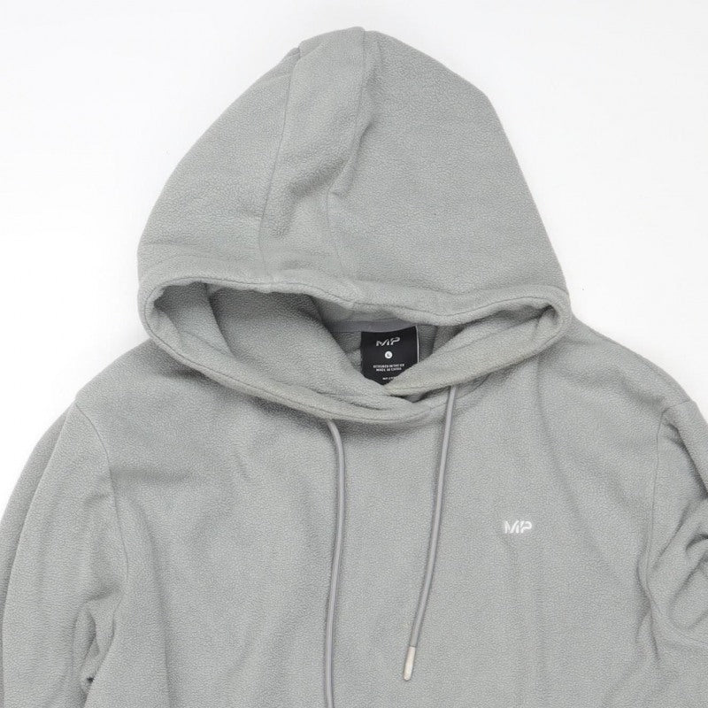 MP Mens Grey Fleece Hoodie L Pullover Hooded Logo Zip Pockets