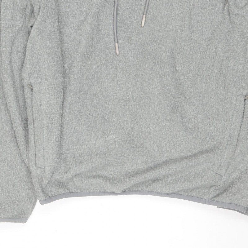 MP Mens Grey Fleece Hoodie L Pullover Hooded Logo Zip Pockets