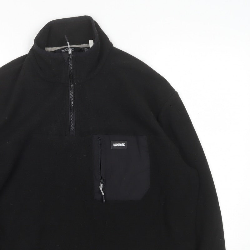 Regatta Men’s Black L 1/4 Zip Fleece Pullover Outdoor Sweatshirt