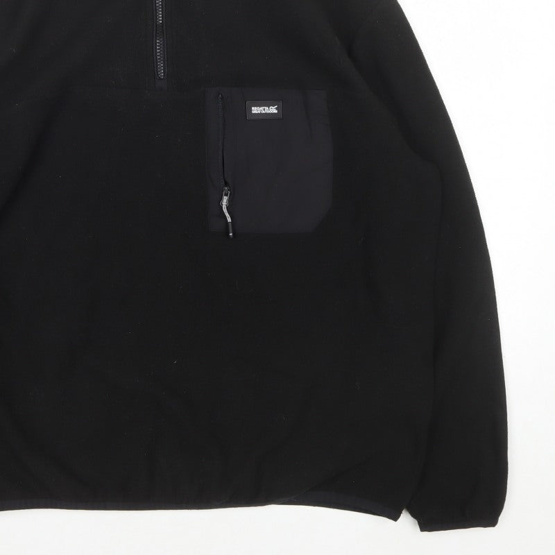 Regatta Men’s Black L 1/4 Zip Fleece Pullover Outdoor Sweatshirt