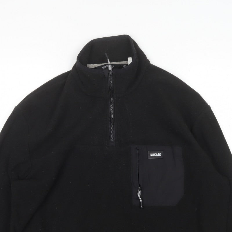 Regatta Men’s Black L 1/4 Zip Fleece Pullover Outdoor Sweatshirt
