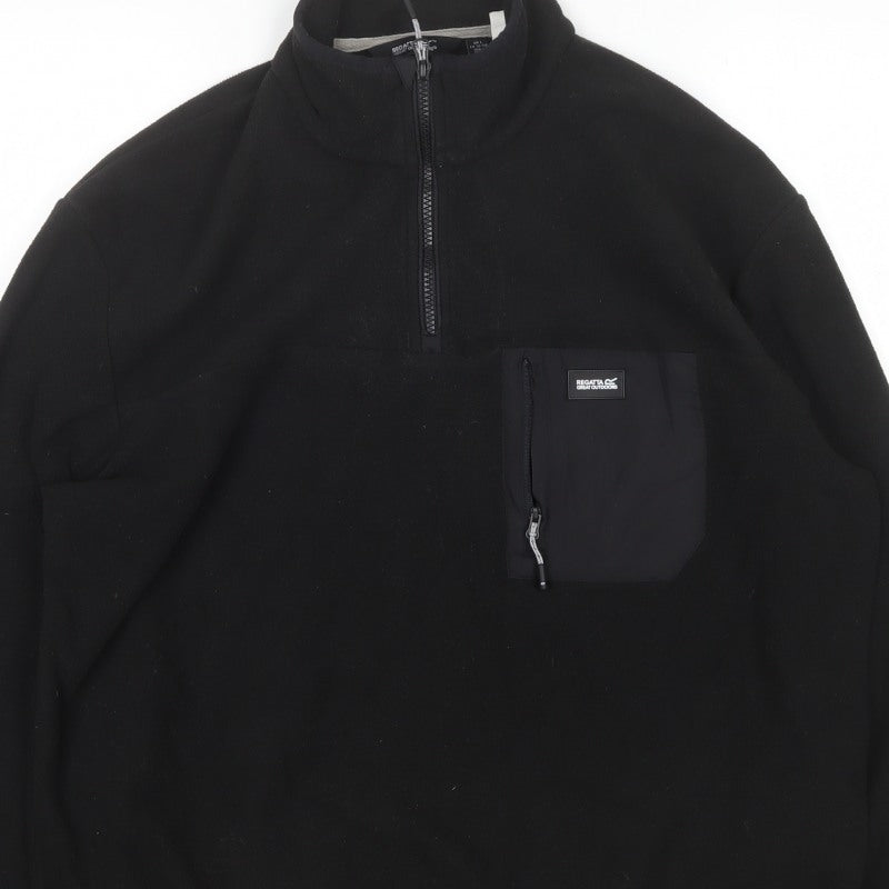 Regatta Men’s Black L 1/4 Zip Fleece Pullover Outdoor Sweatshirt