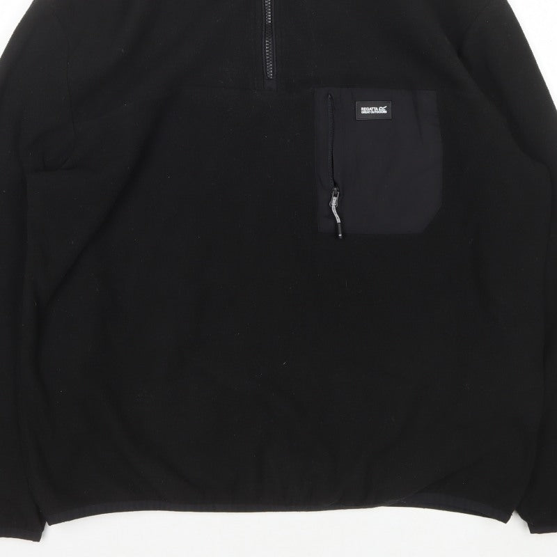 Regatta Men’s Black L 1/4 Zip Fleece Pullover Outdoor Sweatshirt