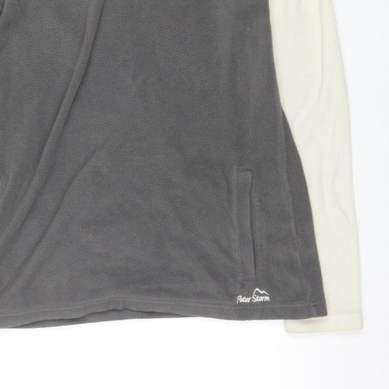 Peter Storm Women’s Grey Cream Fleece Hooded Pullover Size 12