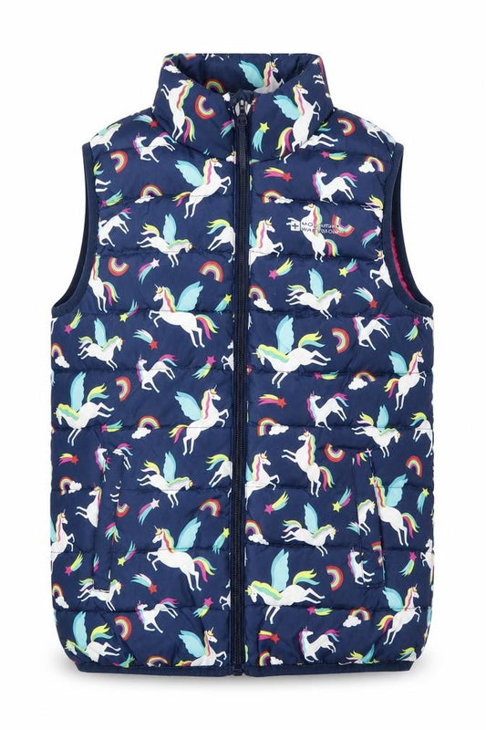Mountain Warehouse Girls Blue Unicorn Puffer Waistcoat 9-10 Years