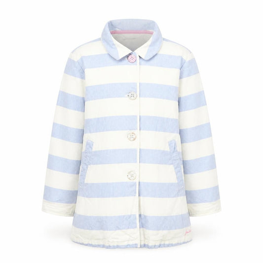 Joules Girls Blue White Striped Lined Jacket Age 5 Collared