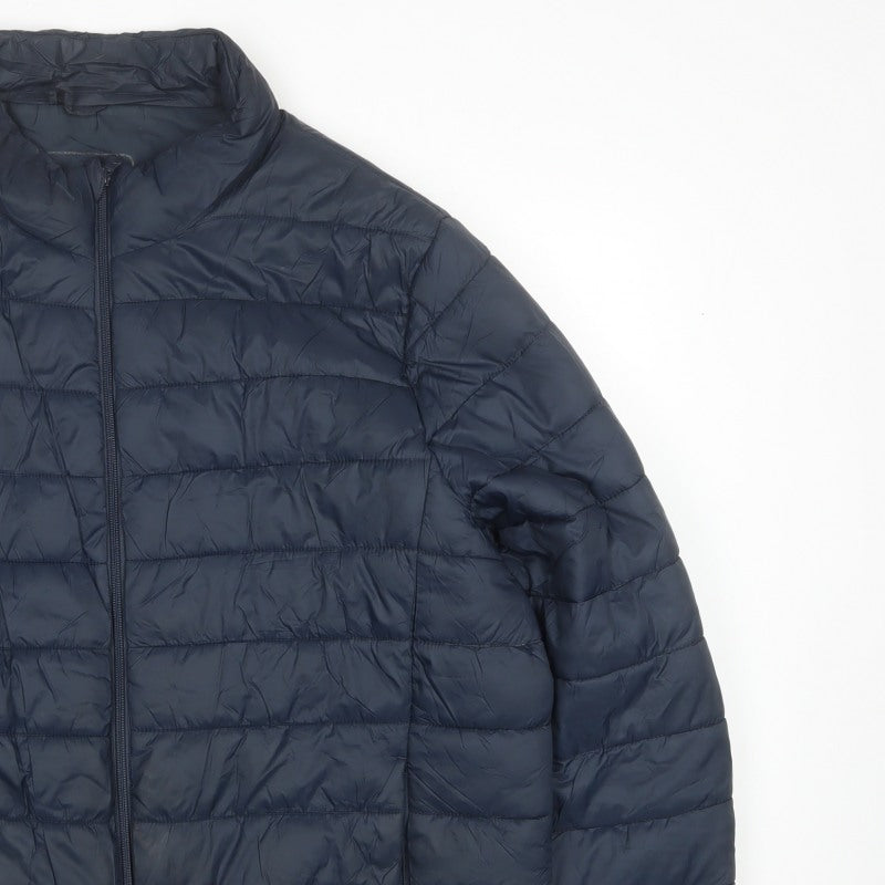 Work Out Men's Blue 2XL Quilted Puffer Jacket Full Zip