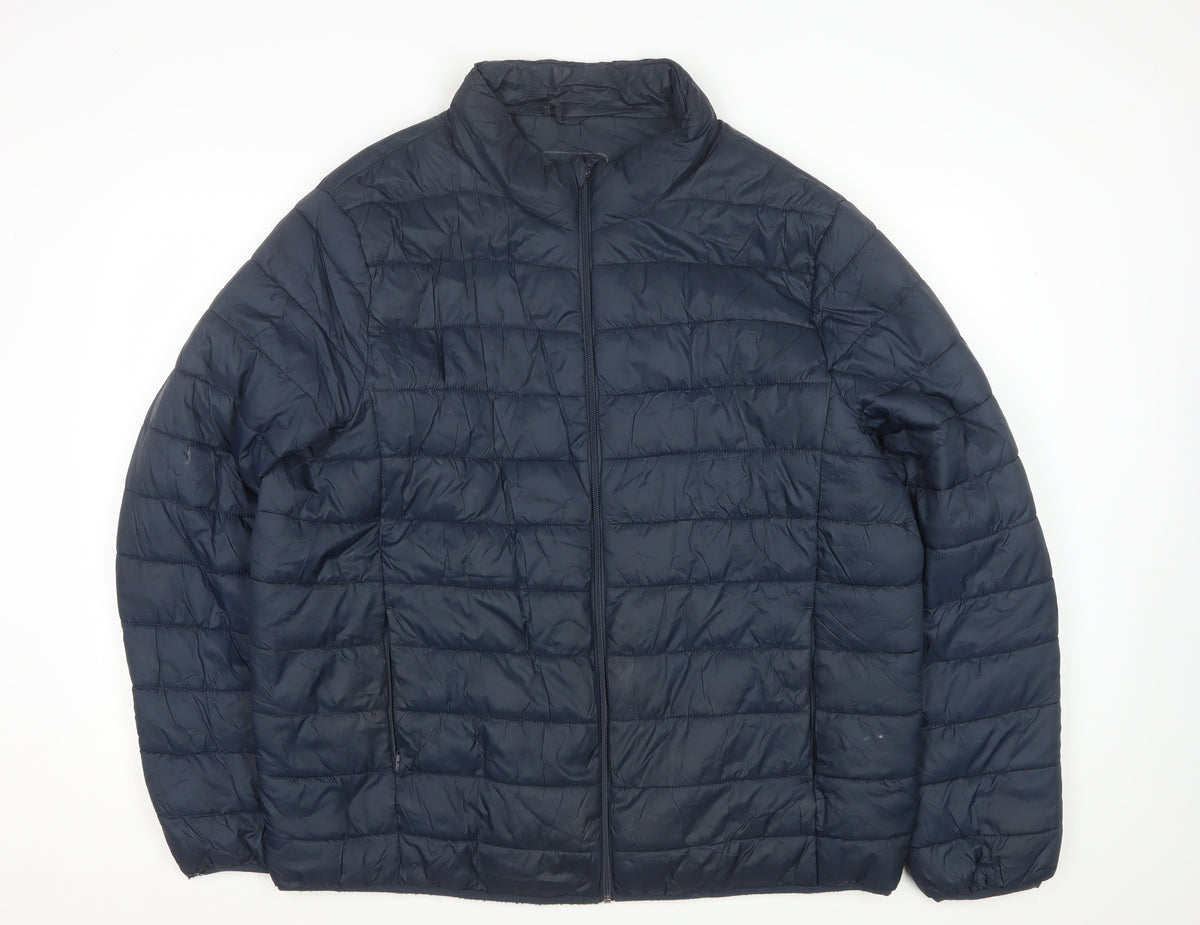 Work Out Men's Blue 2XL Quilted Puffer Jacket Full Zip