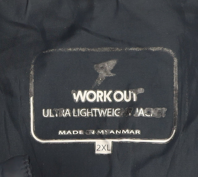 Work Out Men's Blue 2XL Quilted Puffer Jacket Full Zip