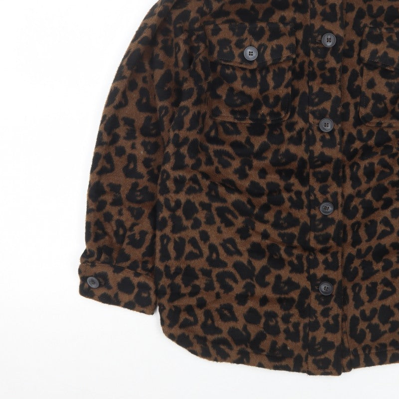 New Look Women’s Brown UK 6 Leopard Print Button-Up Shirt Jacket