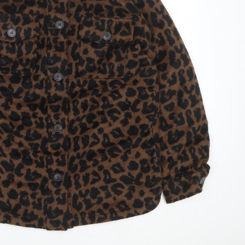 New Look Women’s Brown UK 6 Leopard Print Button-Up Shirt Jacket
