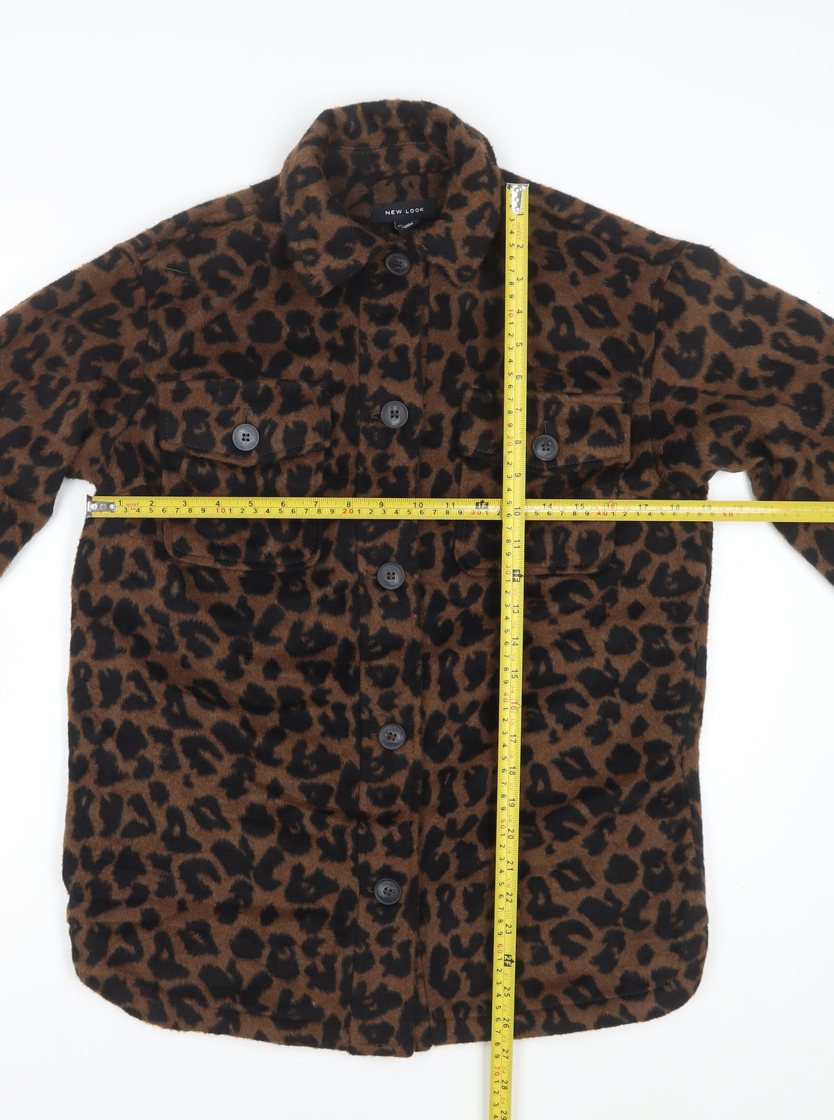 New Look Women’s Brown UK 6 Leopard Print Button-Up Shirt Jacket