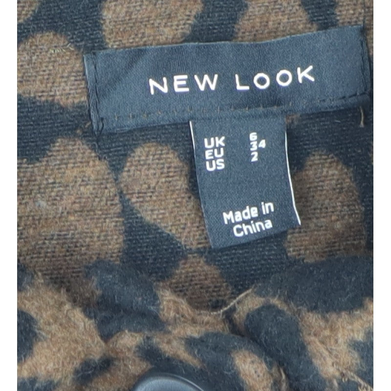 New Look Women’s Brown UK 6 Leopard Print Button-Up Shirt Jacket
