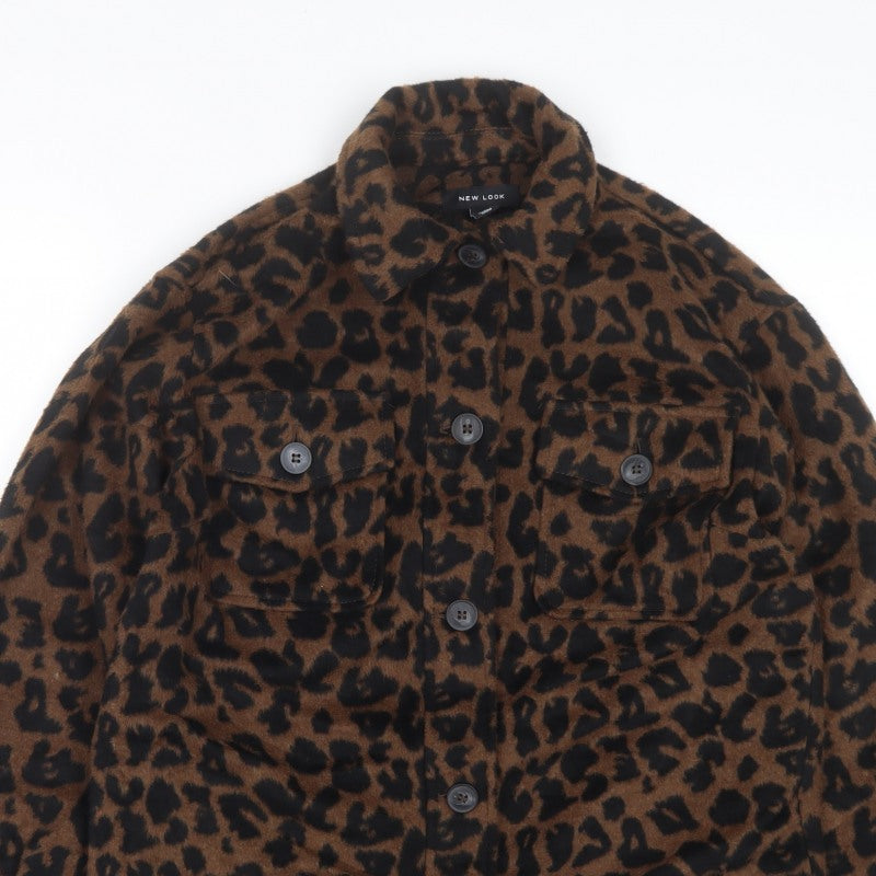 New Look Women’s Brown UK 6 Leopard Print Button-Up Shirt Jacket