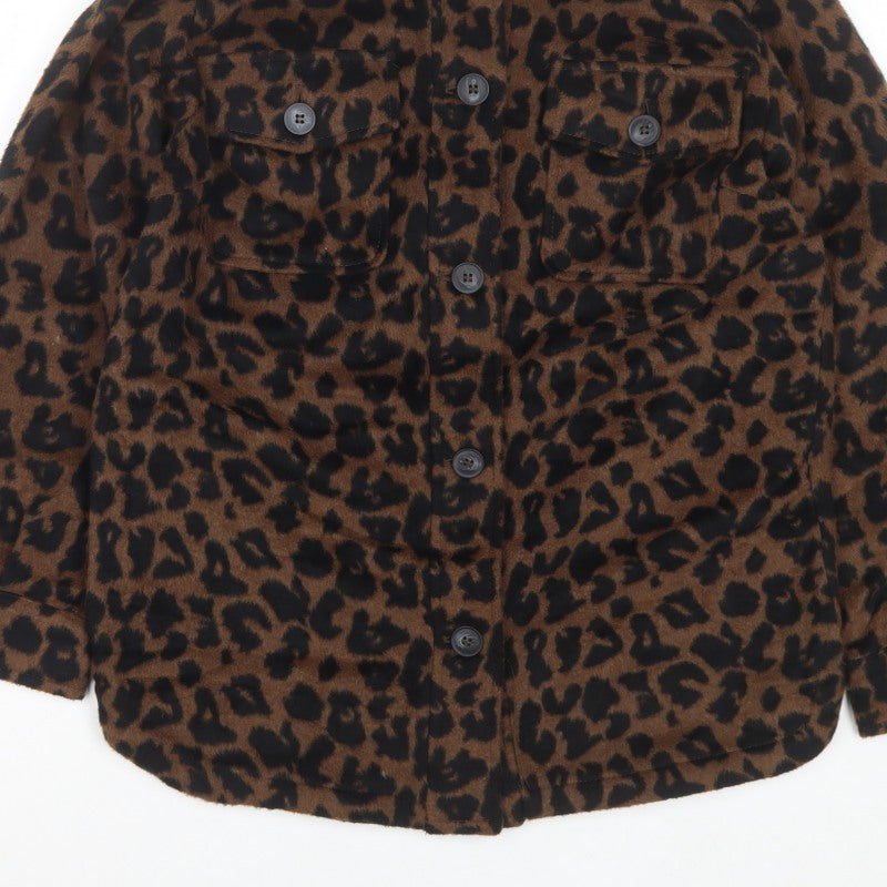 New Look Women’s Brown UK 6 Leopard Print Button-Up Shirt Jacket