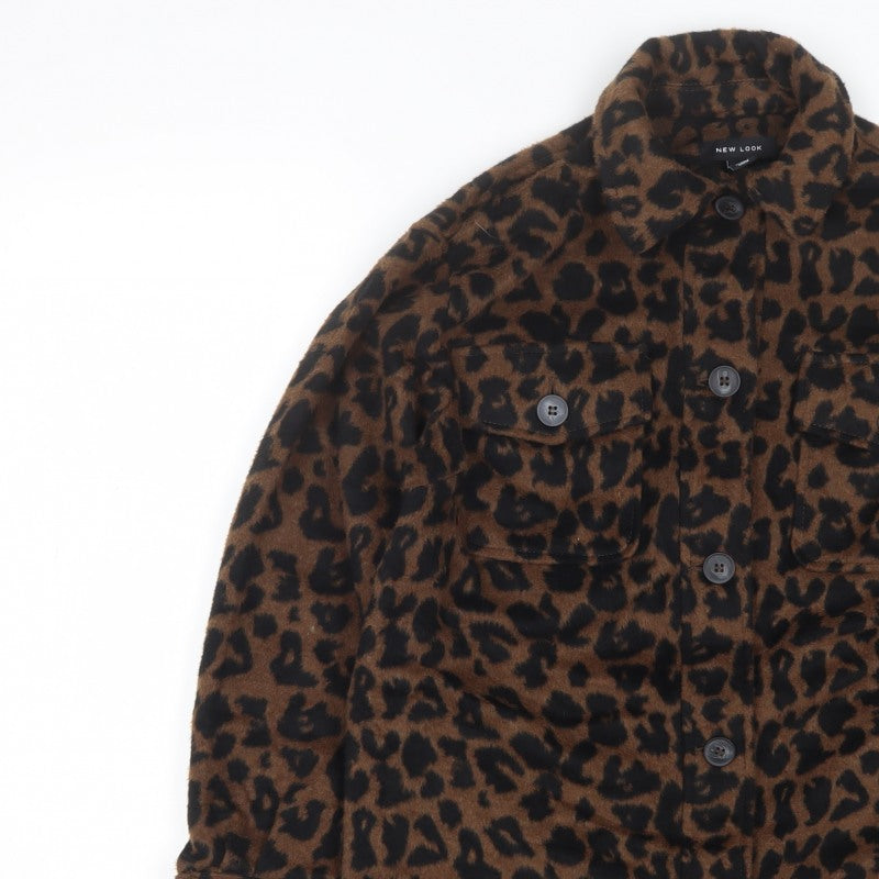 New Look Women’s Brown UK 6 Leopard Print Button-Up Shirt Jacket
